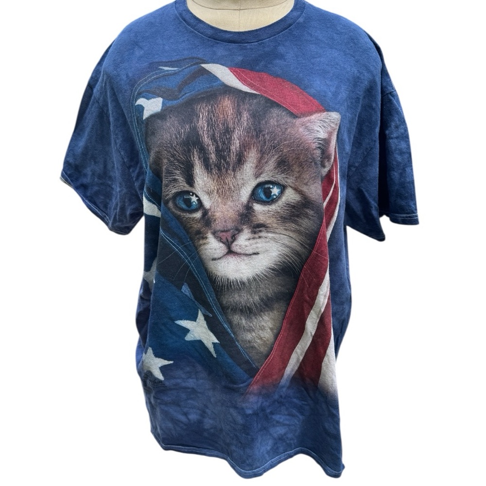 The Mountain 3D TEES Kitten T Shirt LARGE Animal Cat USA American Flag Patriotic